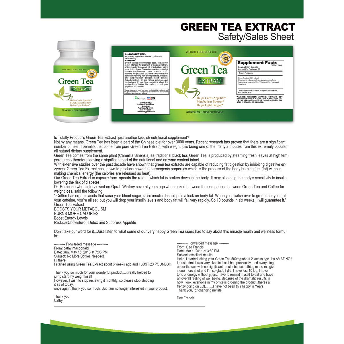 Green Tea Extract for Weight Loss (120 Capsules)