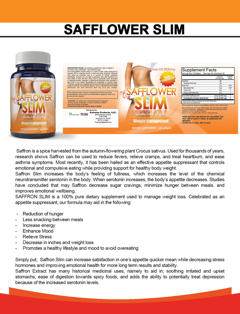 Safflower Slim Weight Loss Softgels (60 capsules)